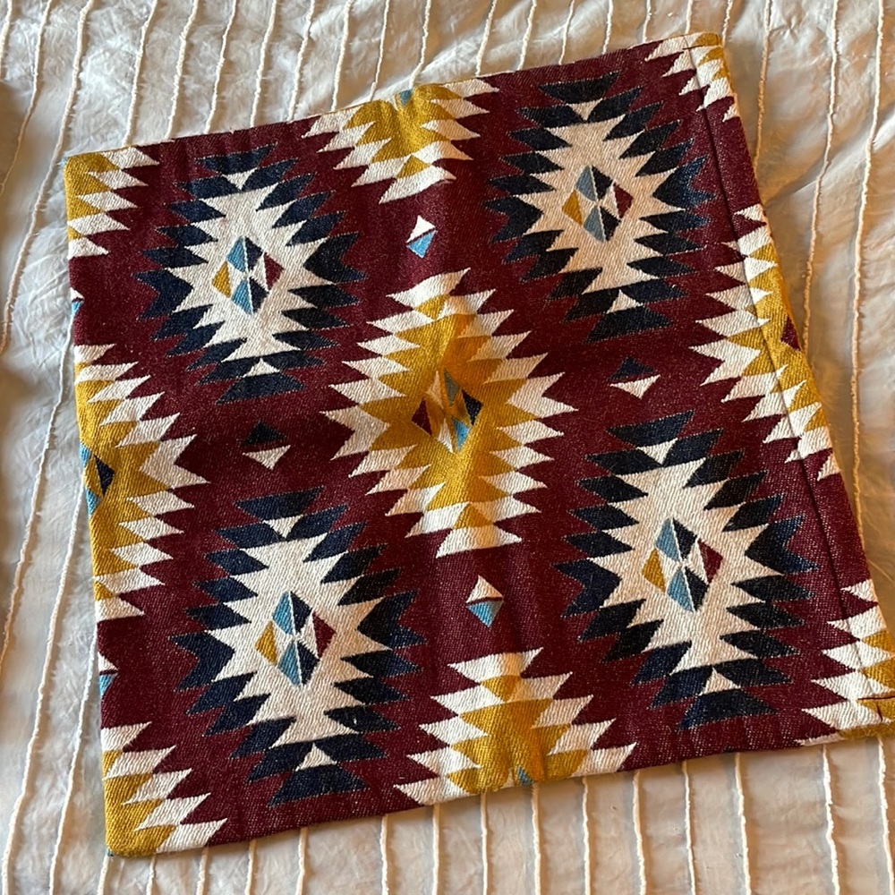 Ikea Fransine Southwest Aztec Print Throw Pillow Sham Covers Set of 2 20" Square